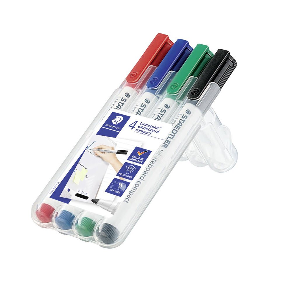 Lumocolor whiteboard compact pen 1-2mm st 4stk